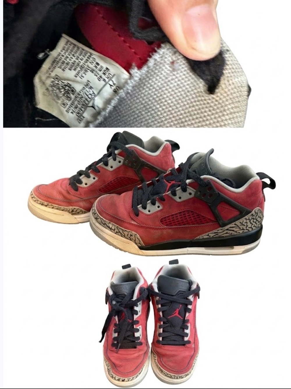 Jordan Kids Red and Black Low-Top Sneakers with Elephant Print